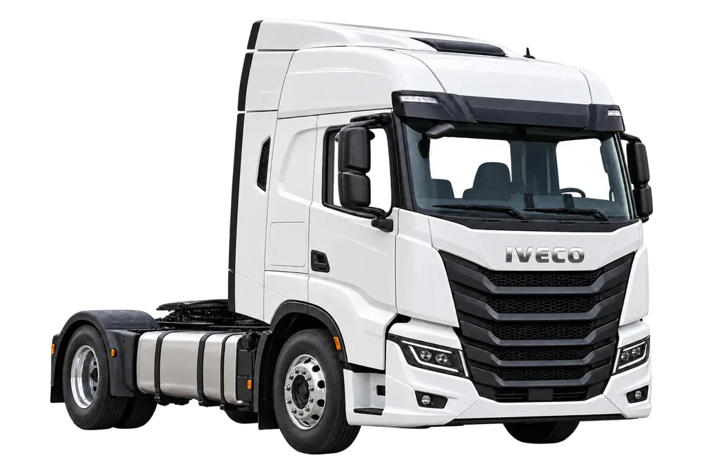 Ilustračný biely ťahač Iveco bez návesu