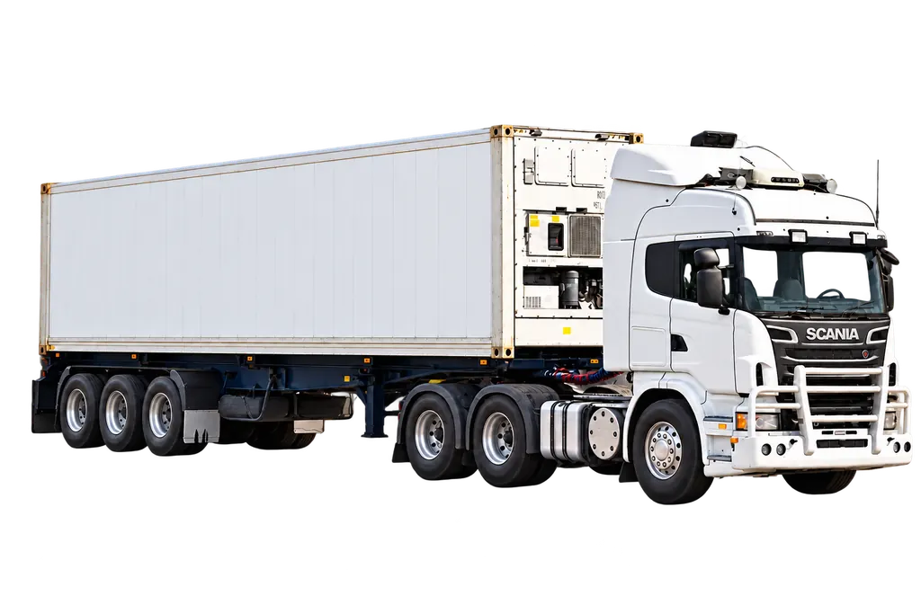 Ilustračný biely kamión Scania s návesom